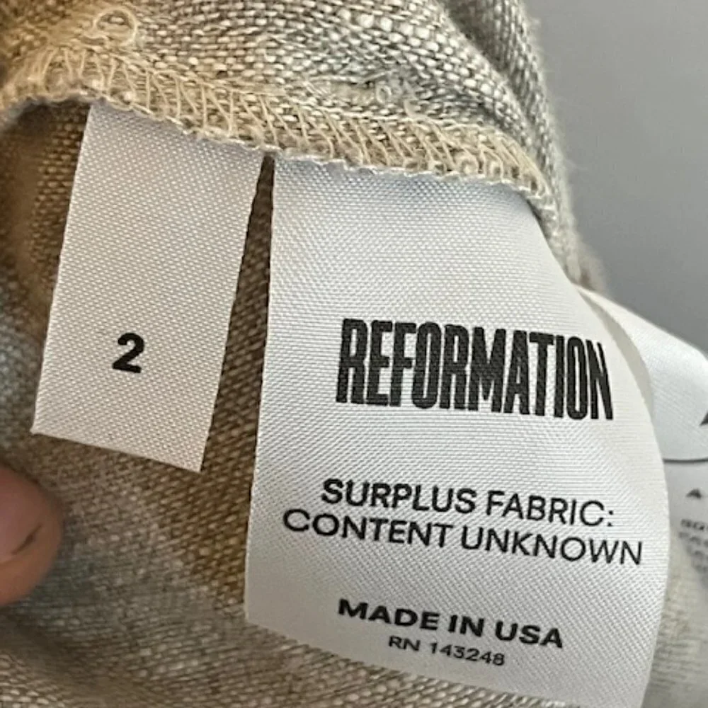 Reformation Pants Women's 2‎ Surplus Fabric Tan